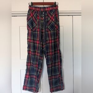 Aerie Womens Pajamas Pants Red Plaid Elastic Waist Mid Rise Drawstring Size XXS